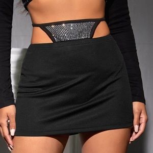 Rhinestone G-String Mini Skirt